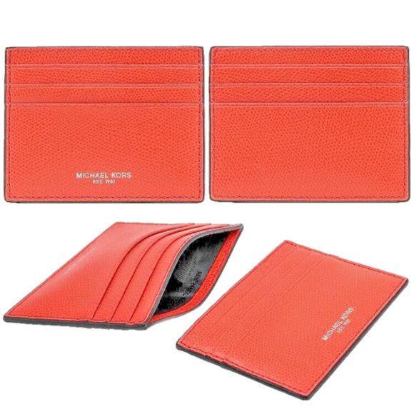 Michael Kors Men'sCard holder wallet Case Leather36T7LWRD1LCORAL